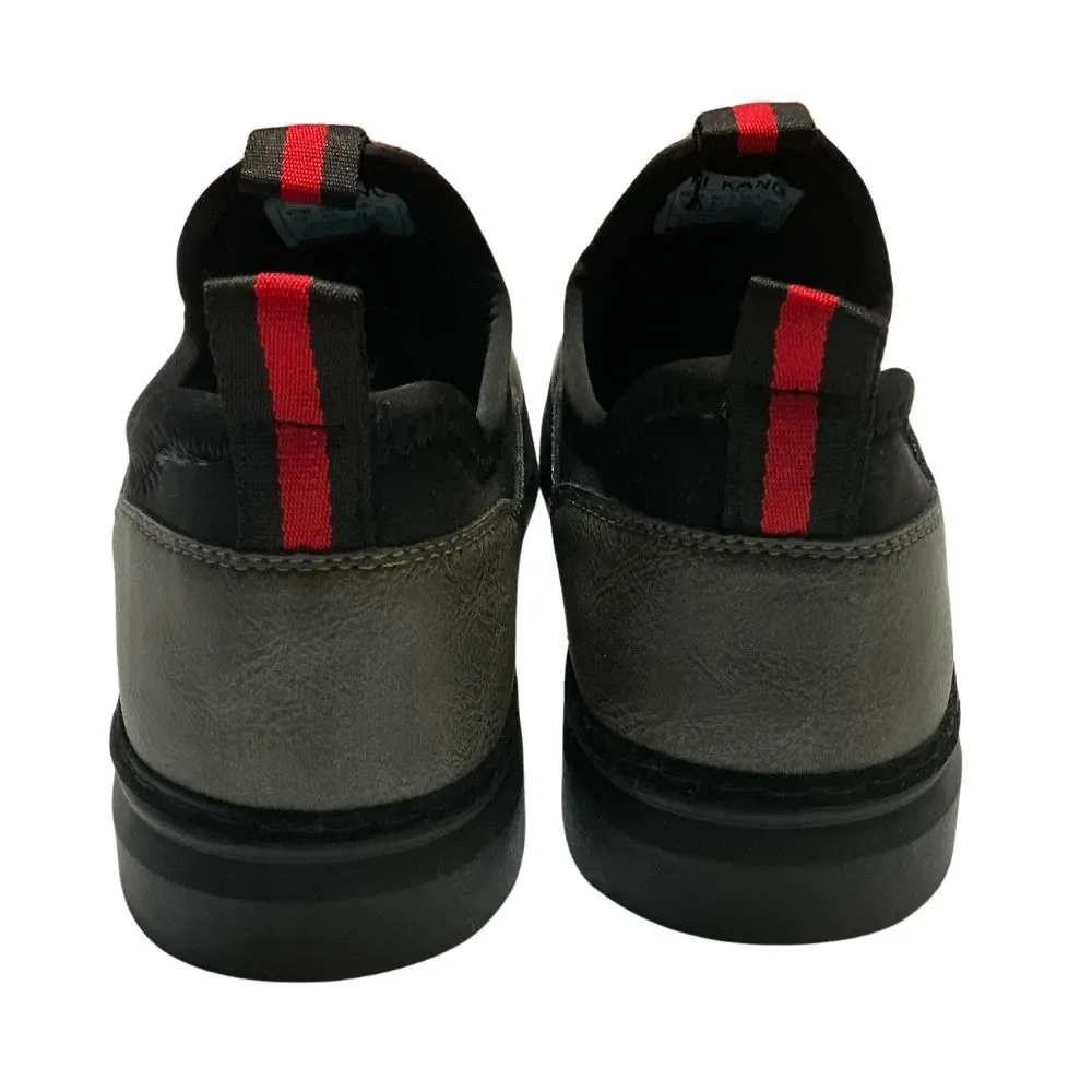 Men's Casual Slip-on Sneakers Size 7.5 Grey Faux-Leather Memory Foam Support